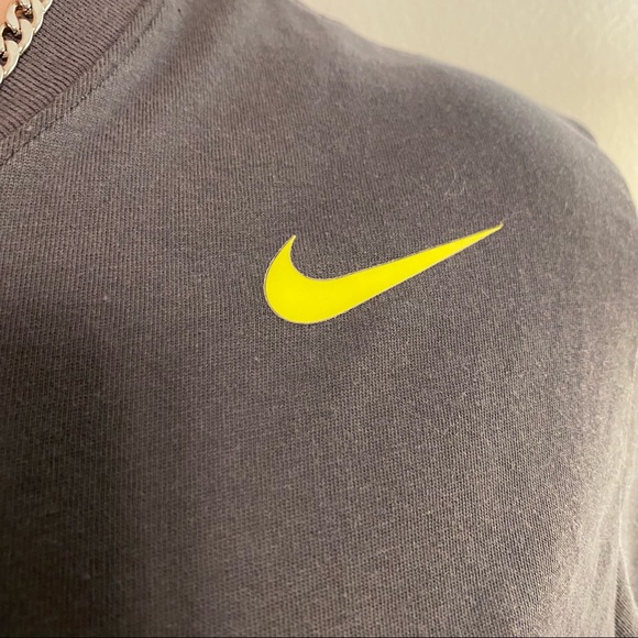Nike Dri Fit Gray & Lime Green Yellow Swoosh Tee T Shirt - Picture 5 of 8